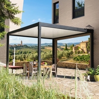 Pergola moderne en aluminium à lames orientables Airfun, toit rétractable bioclimatique motorisé, auvent extérieur, décorations de jardin écologiques