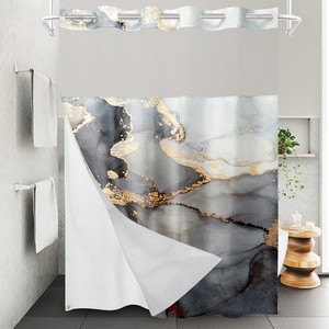 <span class=keywords><strong>Rideau</strong></span> <span class=keywords><strong>de</strong></span> <span class=keywords><strong>douche</strong></span> <span class=keywords><strong>de</strong></span> luxe à double couche avec <span class=keywords><strong>doublure</strong></span> décorative sans crochets, <span class=keywords><strong>doublure</strong></span> à clipser et <span class=keywords><strong>tissu</strong></span> floral rose pour salle <span class=keywords><strong>de</strong></span> bain - Product Image 4
