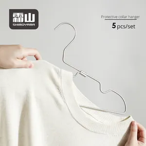 SHIMOYAMA Gantungan Baju untuk Mantel/Kaus, Terbaru dari Kawat Logam Campuran Aluminium Multifungsi dengan Minimal Pesanan