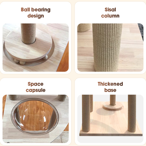 Fabrik verarbeitung Anpassung Hochwertige elegante Plüsch kätzchen Holzhäuser Kratz baum Turm Plattform Kratz baum - Product Image 6