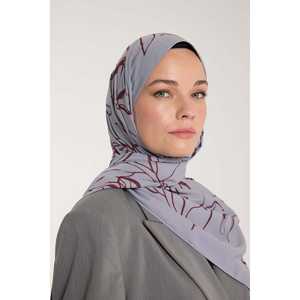 ผ้าพันคอชีฟองลายใบไม้สีเงินเบอร์กันดี พิมพ์ลายดิจิตอลอเนกประสงค์ - Product Image 2