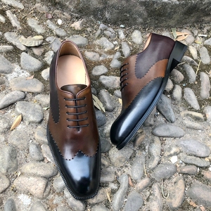Goodyear welt estrutura marca sapatos para homens negócios Couro Real sola Oxford Vestido Sapatos - Product Image 3