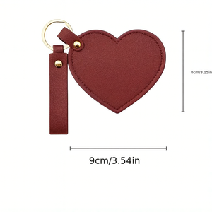 Llavero de cuero PU, espejo Compacto personalizado de cuero, forma de corazón Mini, proveedor de fábrica OEM - Product Image 3