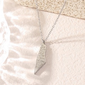 Hồi giáo hồi giáo Arabic đôi mặt khắc bản đồ palestin thép không gỉ Mặt dây chuyền trang sức thời trang dây chuyền nam nữ bán buôn 2025 - Product Image 6