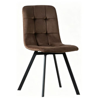 Chaise en velours marron foncé moderne, meubles de salon, chaises de salle à manger de luxe à la française, rembourrées, gain de place
