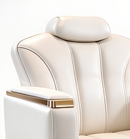 Chaise de coiffure haut de gamme pour salon de mode, chaise de barbier hydraulique avec accoudoir décoratif en acier inoxydable doré pour salon de coiffure