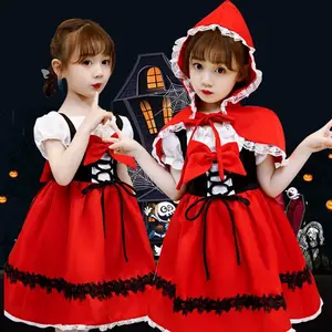 Conjunto de ropa de espectáculo de escenario, ropa de Halloween para <span class=keywords><strong>niña</strong></span>, traje de Carnaval, <span class=keywords><strong>disfraz</strong></span> de <span class=keywords><strong>Caperucita</strong></span> <span class=keywords><strong>Roja</strong></span> con capa - Product Image 1
