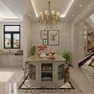 Luxury Solid Oak Wood Modern <b>Kitchen</b> Cabinet Restaurant Use <b>Island</b> Bar Custom Size Large <b>Storage</b> Space Easy to Clean - Product Image 4