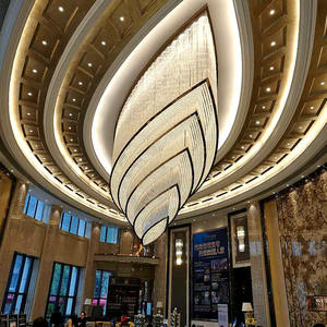 Proyecto de salón de baile de vestíbulo de hotel por encargo Luz de techo grande Iluminación de araña de cristal de lujo - Product Image 2