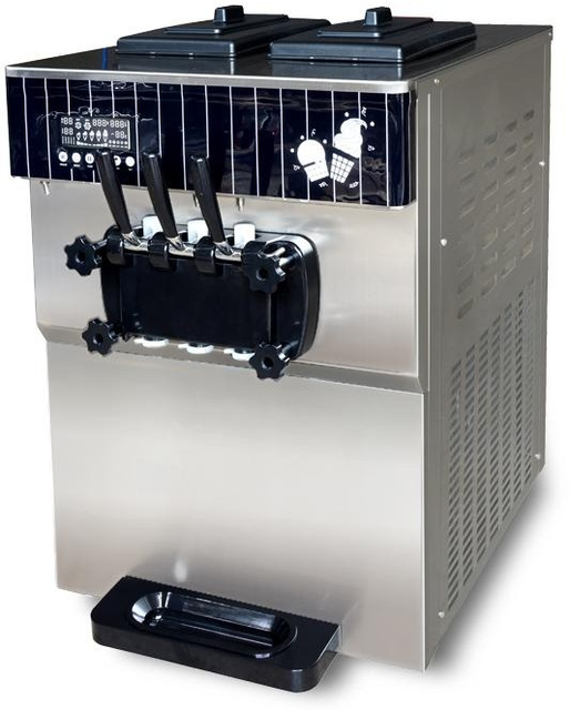 Stainless Steel Vertical Three-head Soft Serve Ice Cream Machine 1.8kW R410A Refrigerant Ice Cream Maker