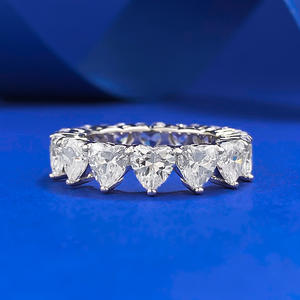 नए डिजाइनर 925 स्टर्लिंग सिल्वर इन्फिनिटी 5x5 मिमी दिल के आकार के क्यूबिक जिरकोनिया रिंग सगाई - Product Image 5