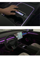 Autowellus 27 lumières laser arc-en-ciel gravées au laser, éclairage d'ambiance pour Tesla Model 3 2021-2023, bande LED intérieure avec contrôle par application sur écran