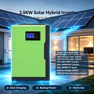 Convertisseur solaire hybride 3500W 24V DC vers 230V AC tout-en-un avec contrôleur de charge MPPT intégré, convertisseur à onde sinusoïdale pure - Product Image 2