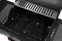Barbecue de jardin extérieur au gaz avec revêtement en émail de porcelaine, alimentation au GPL, construction en acier inoxydable, roues en PE, hauteur réglable, flamme