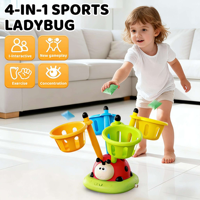 Ensemble de jeu de divertissement sportif 4 en 1 : Machine RC Coccinelle, Lanceur de fusées et Jeu de lancer d'anneaux, Jouets de sport d'extérieur
