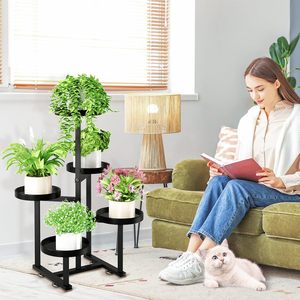 Support à plantes moderne en métal à 5 niveaux, 27 pouces, robuste, pour intérieur et extérieur, étagère d'angle pour salon - Product Image 3