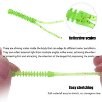 Leurre souple à double queue de 50 mm/0,3 g à coulée lente, résistant aux morsures, avec parfum de crevettes et vibration interne, idéal pour la pêche au rockfish