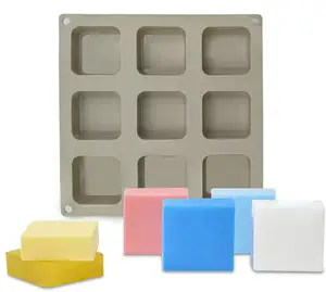 Molde de silicone quadrado com 9 cavidades, para sabonete, faça você mesmo, caseiro, para bolo, chocolate, gelatina, venda imperdível