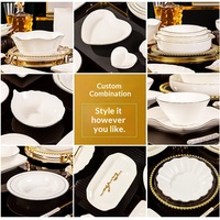 Service de vaisselle en céramique haut de gamme, compatible micro-ondes, design moderne, fabriqué à Jingdezhen, pour la maison, l'hôtel, la cuisine, assiettes, bols, plats