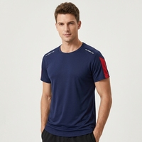 T-shirts d'entraînement respirants à col rond de couleur unie en gros, personnalisables, séchage rapide, 180g, tricotés, vierges, 100% polyester