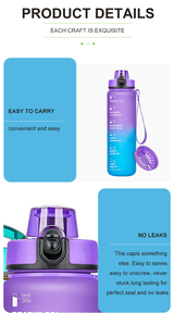 Biểu tượng tùy chỉnh một tay mở BPA miễn phí rò rỉ bằng chứng tái chế tập thể dục chai thể thao phòng tập thể dục nhựa motivational chai nước - Product Image 5