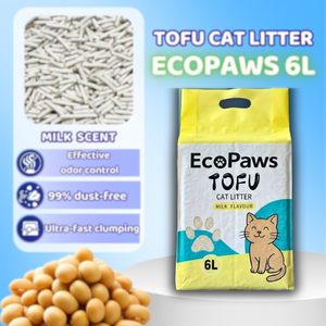 ทรายแมวจากถั่วเหลือง ย่อยสลายได้ เป็นมิตรกับสิ่งแวดล้อม  แบบละลายน้ำได้ ฝุ่นน้อย จับตัวเป็นก้อนเร็ว ควบคุมกลิ่นจากพืช 6 ลิตร - Product Image 1