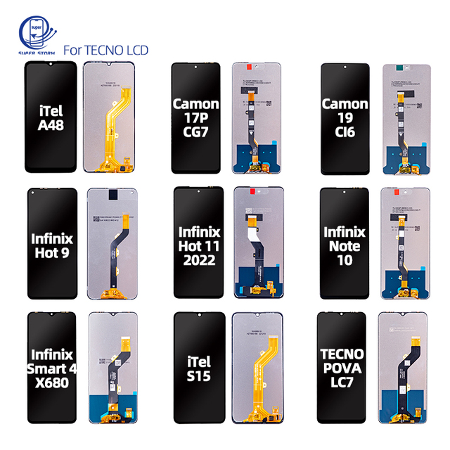 Wholesale Mobile Phone LCDs for Infinix Hot 5 6 7 8 9 10 11 Note 10 11 Tecno Camon 17 18 19 LCD Touch Screen Display Digitizer