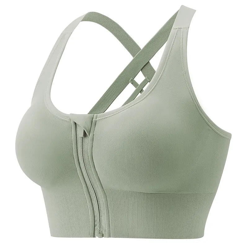 Personnalisation Fermeture à glissière avant Soutien-gorge de sport pour le yoga et le fitness Soutien-gorge de course à pied antichoc pour le maintien du haut de sport pour femmes