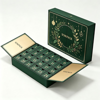 Boîte de calendrier de l'avent personnalisable en papier recyclé écologique avec logo personnalisé, double porte, 24 compartiments, boîte vide