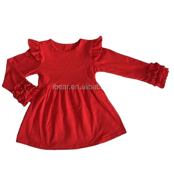Детская одежда, Бангладеш, красное платье с длинным рукавом и оборками для новорожденных, лучшее платье для вечеринки