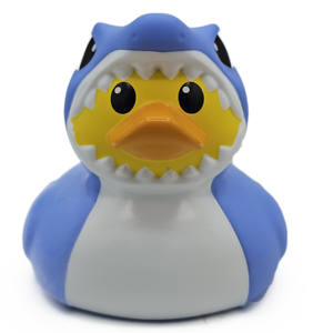 सबसे ज्यादा बिकने वाली प्यारी 3 डी छोटी बतख, शार्क पोशाक वाटरप्रूफ फ्लोटिंग कार्टून स्नान खिलौना प्लास्टिक शार्क बतख - Product Image 2