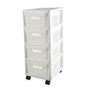 Commode de <span class=keywords><strong>rangement</strong></span> en plastique à quatre niveaux personnalisable, facile à pousser et à tirer avec poignée à logo - Product Image 5
