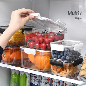 Refrigerator Food <b>Storage</b> <b>Container</b> Square Airtight Clip On Lid For Fruit Vegetables Preservation - Product Image 1