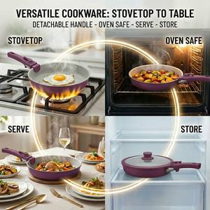 ชุดเครื่องครัวอลูมิเนียมฟอร์จสีม่วง E-TOP 14 ชิ้น ไม่ติดกระทะ <span class=keywords><strong>ราคา</strong></span>ขายส่ง ชุดหม้อและกระทะสำหรับตั้งแคมป์แบบซ้อนได้ - Product Image 4