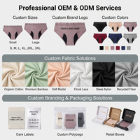 Culottes menstruelles réutilisables en coton Oeko-Tex pour femmes, avec dentelle, 4 couches absorbantes, anti-fuites, vente en gros OEM