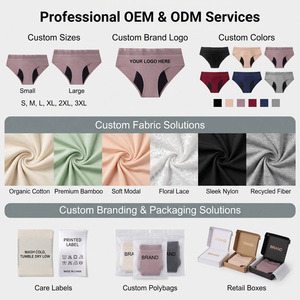 Culottes menstruelles réutilisables en coton Oeko-Tex pour femmes, avec dentelle, 4 couches absorbantes, anti-fuites, vente en gros OEM - Product Image 4