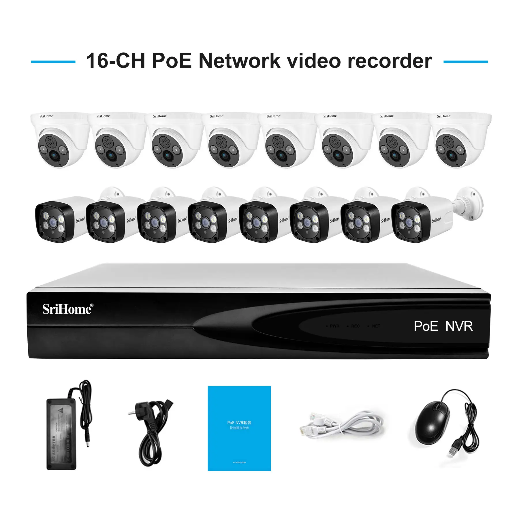 Offre Spéciale SriHome NVS006 16CH POE NVR réseau Mini 5MP CCTV IP vidéo Nvr Kit H.265 sécurité caméra système de Surveillance