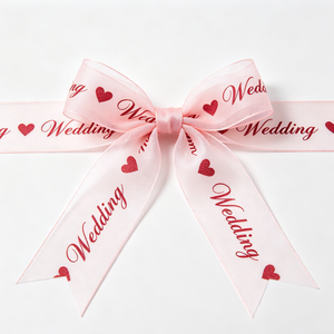 Ruban transparent imprimé de haute qualité en forme de cœur, nœud pré-noué de 7 pouces, décoration de mariage pour boîte cadeau de la Saint-Valentin - Product Image 3