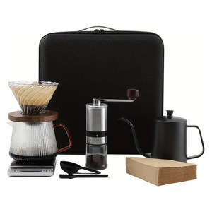 Eco-Friendly Stainless Steel Ceramic Burr Manual Drip Travel Bag <b>Gift</b> <b>Box</b> Packaging Grinder Pot Kettle Pour <b>Coffee</b> Maker Set - Product Image 1