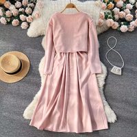 Undefined nouvelle chute costumes femmes de court en tricot petit costume veste maille halter robe deux-pièce hiver robe de la dame ensemble