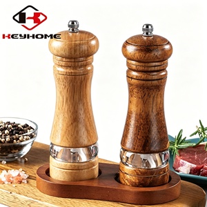 Molinillo Manual de Sal y <span class=keywords><strong>Pimienta</strong></span> de 6 Pulgadas, Molinillo de Sal y <span class=keywords><strong>Pimienta</strong></span> de Madera con Grosor de Molienda Ajustable - Product Image 1