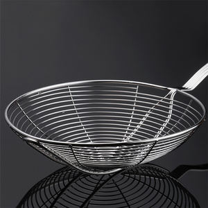 רב תכליתי שמן נירוסטה שמן skimmer קולנדר מחוזק רשת מחוזק תיל טגן מסנן ידית ארוך כף - Product Image 3