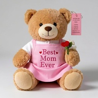 Ours en peluche personnalisé pour la fête des mères avec bouquet de fleurs, jouet en peluche personnalisé pour la fête des mères, cadeau en peluche unique pour maman
