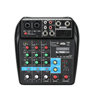 Mezclador de Audio Digital de 4 Canales con Efectos, Consola de Mezclas de Formato Pequeño con Preamplificadores de Micrófono para DJ, Transmisión en Vivo, Karaoke, Grabación