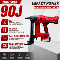 Cloueur à béton sans fil professionnel industriel 20V Brushless prêt pour le chantier NailTask DCCN90S3 avec batterie 5.0Ah et clous à percussion 90J