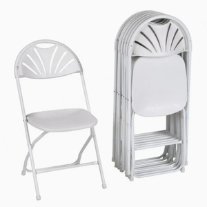 เก้าอี้พลาสติกพับได้สีขาวสำหรับงานแต่งงานกลางแจ้ง ตกแต่งสวน - Product Image 2