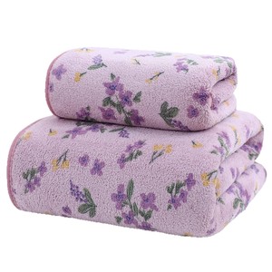 Serviettes de bain Fuen Textile à imprimé floral 70x140cm en polaire corail douce et absorbante pour la maison ou comme cadeau - Product Image 5