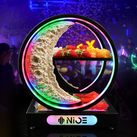 Plateau à fruits lumineux en acrylique personnalisable en usine avec compartiments, idéal pour bar/KTV/fêtes, plateau à collations spécial, noir, capacité 1,5 Qt