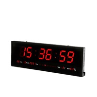 Jam Dinding Dekoratif Desain Persegi Panjang Modern Versi Bahasa Inggris Digit Besar Kaca Kelembaban Suhu Alarm Tanggal Jam