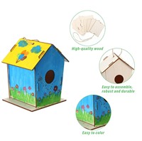 Maison d'oiseaux en bois de peuplier à suspendre non finie Runwood, artisanat en bois, jouet en bois, peignable, peinture créative, kits de maisons d'oiseaux en bois